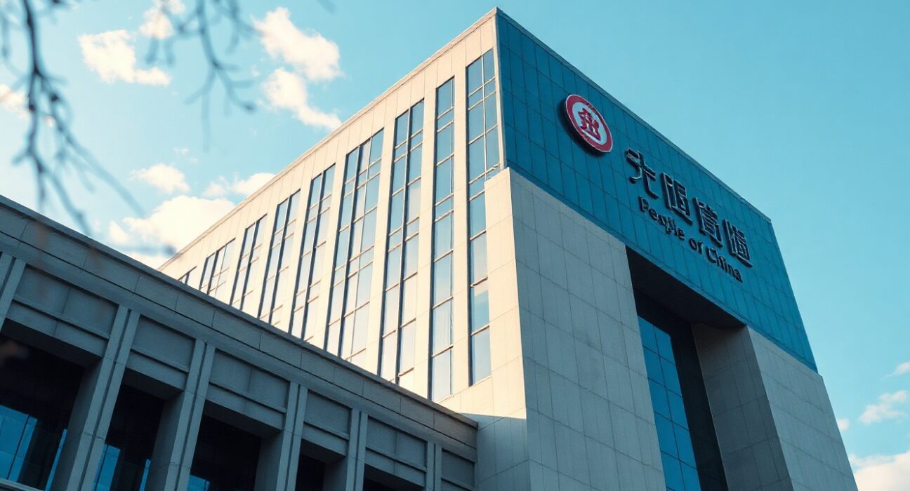 People's Bank of China headquarters in Beijing on a clear day