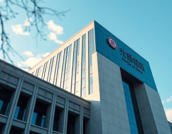 People's Bank of China headquarters in Beijing on a clear day