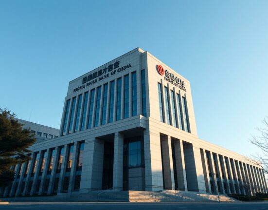 Exterior of the People's Bank of China headquarters in Beijing on a clear afternoon.