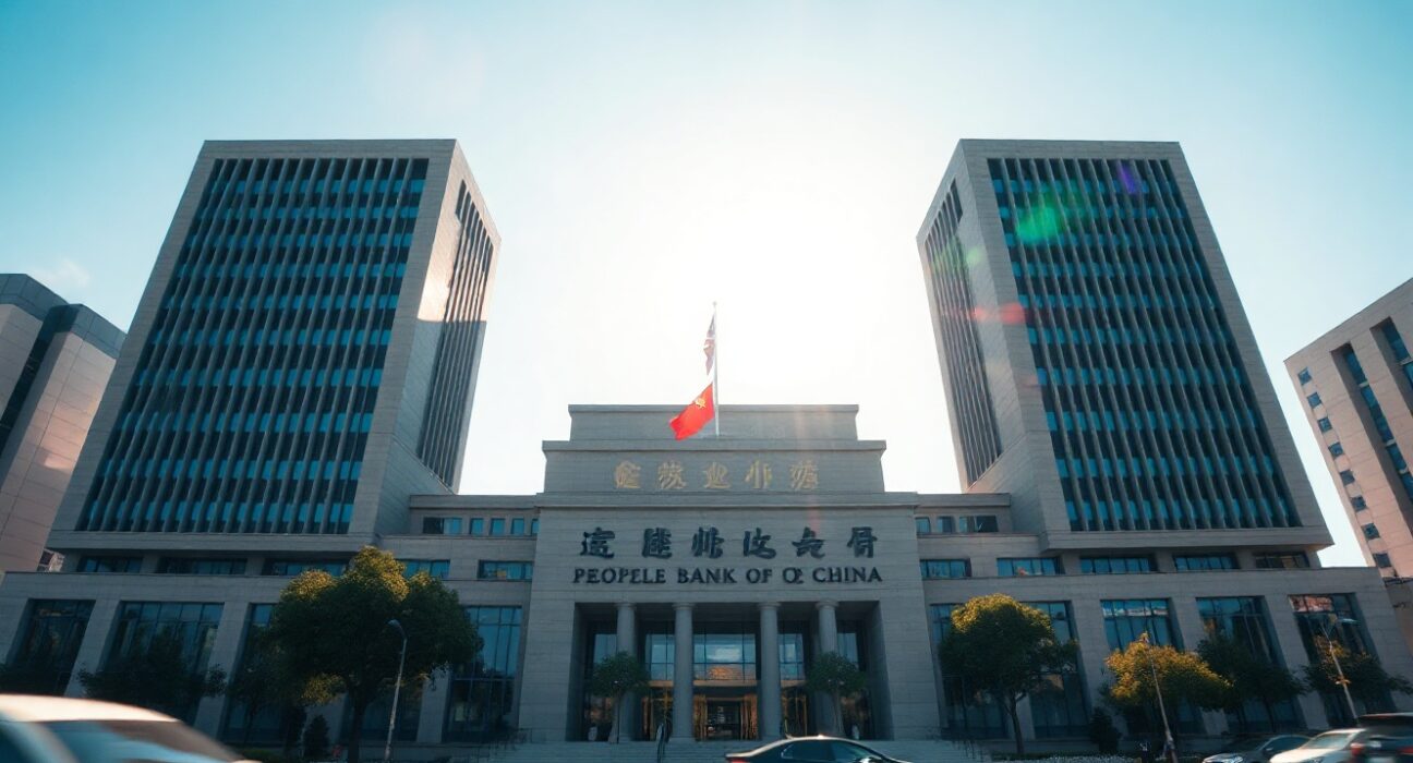 People's Bank of China headquarters in Beijing on a clear day
