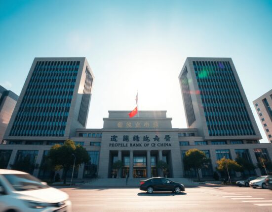 People's Bank of China headquarters in Beijing on a clear day