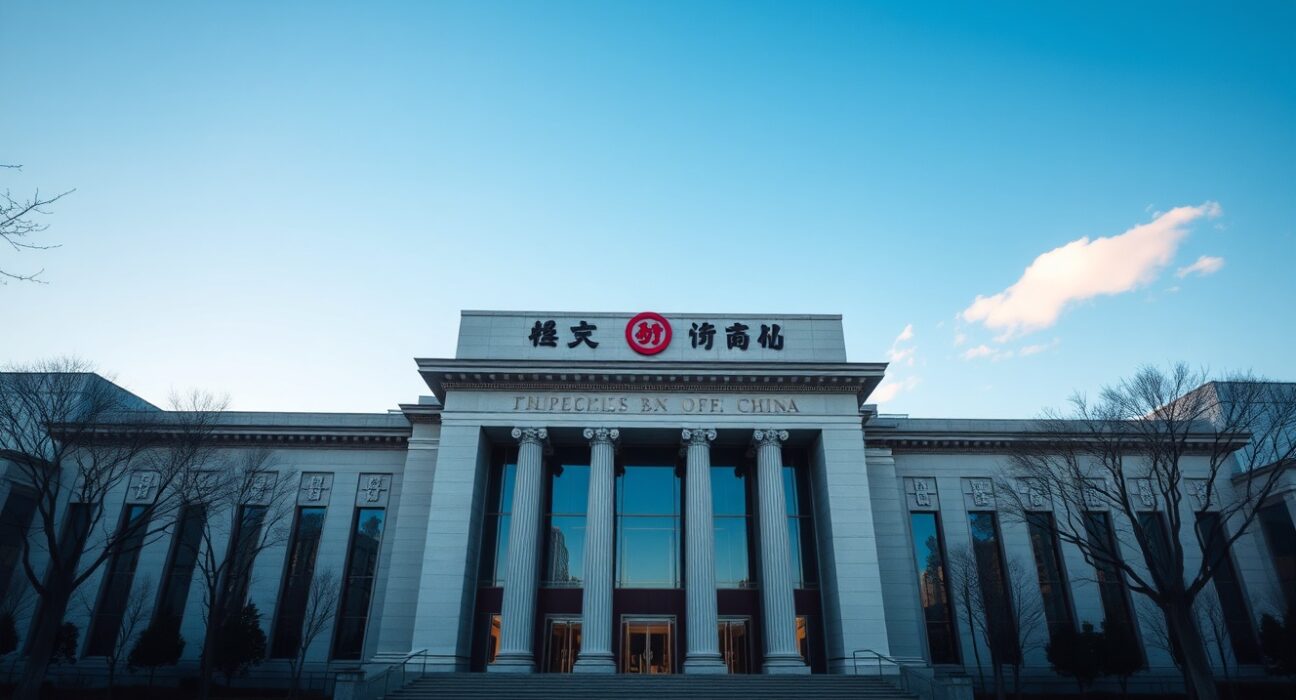 People's Bank of China headquarters in Beijing under clear sky