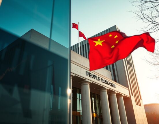 Exterior of the People's Bank of China headquarters in Beijing under clear morning light.