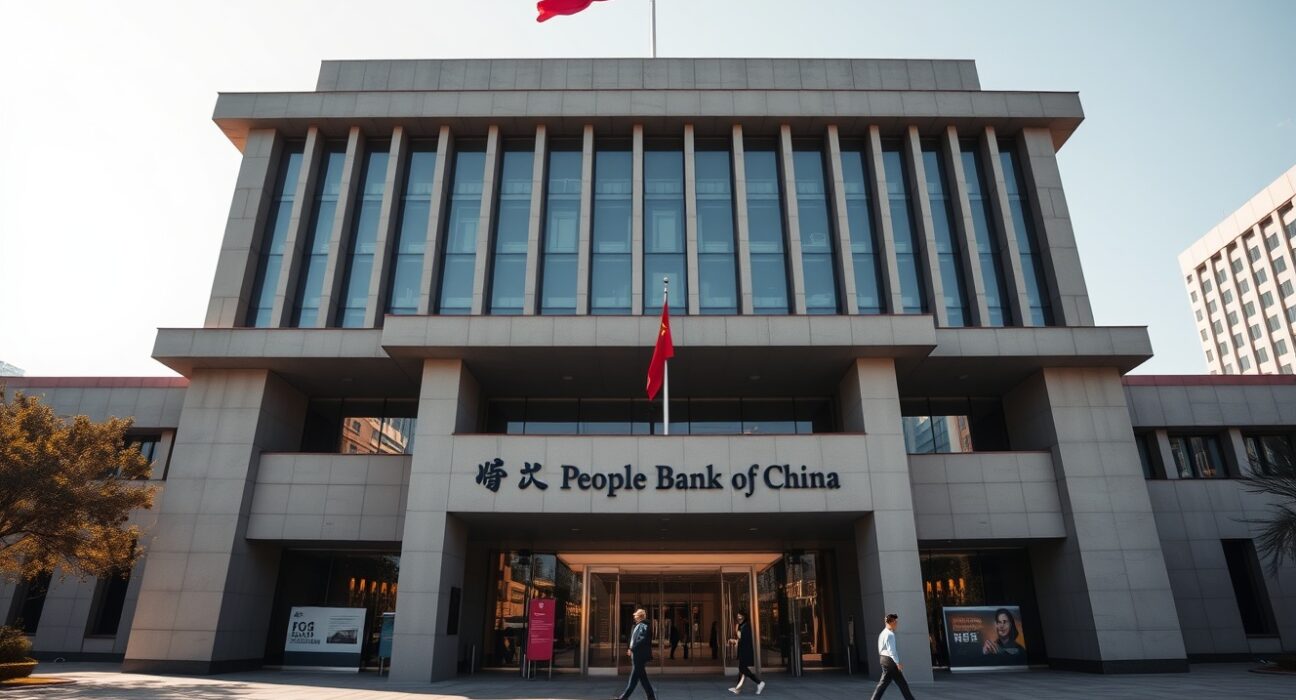 People's Bank of China headquarters in Beijing on a sunny day