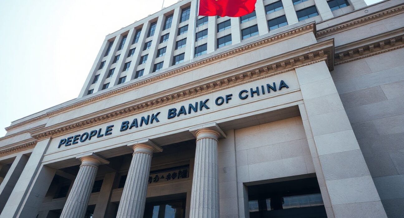 People's Bank of China headquarters in Beijing on a clear day
