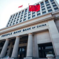 People's Bank of China headquarters in Beijing on a clear day