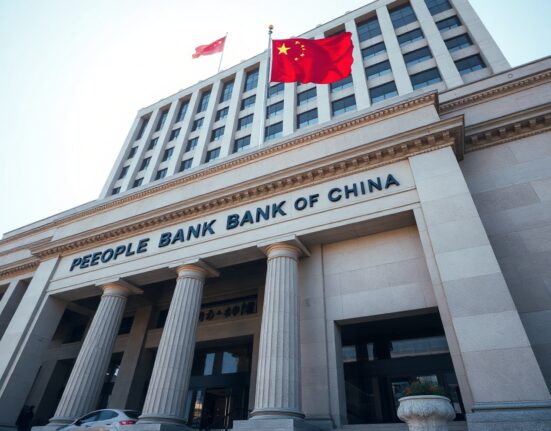 People's Bank of China headquarters in Beijing on a clear day