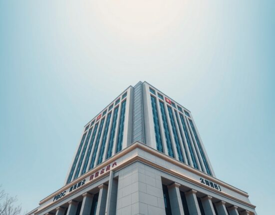 People's Bank of China headquarters building in Beijing on a sunny day.