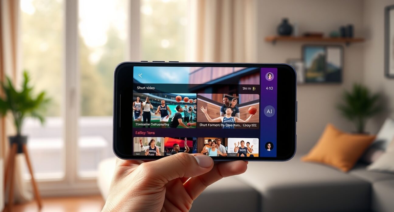 Smartphone displaying Peacock's new AI and mobile-first video and sports streaming interface.