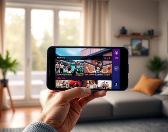 Smartphone displaying Peacock's new AI and mobile-first video and sports streaming interface.
