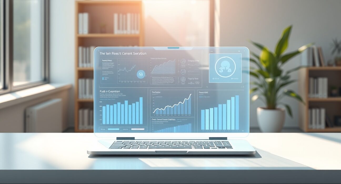 PeakAI AI content platform funding announcement with futuristic workspace visualization