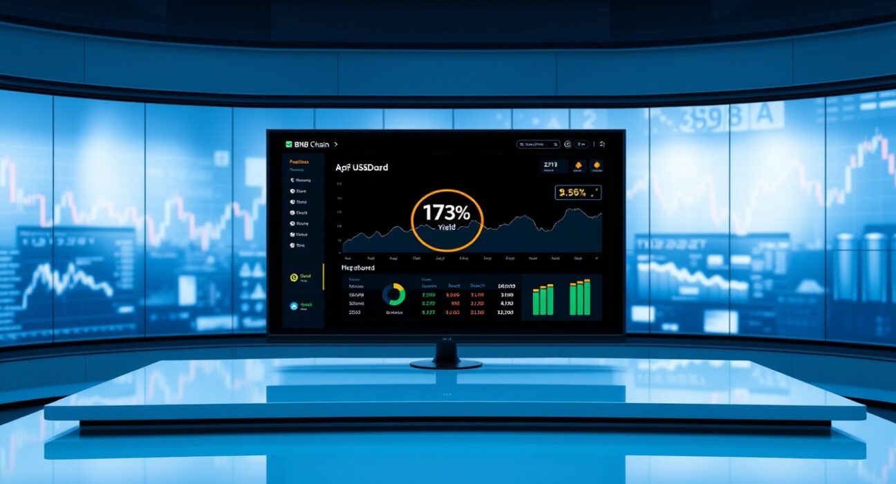 DeFi yield dashboard showing Pendle apxUSD pool on BNB Chain with 13% yield