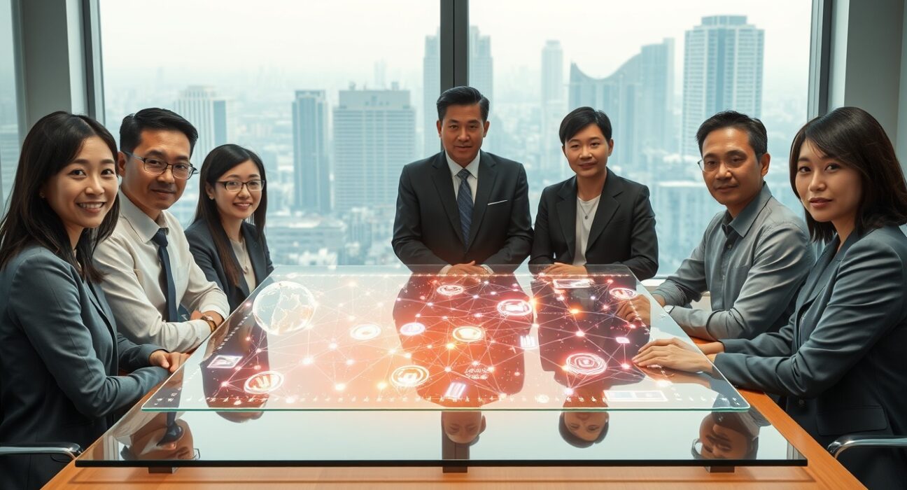 Professionals discuss Pendle's plan for a tokenized finance hub in Vietnam during a strategic meeting.