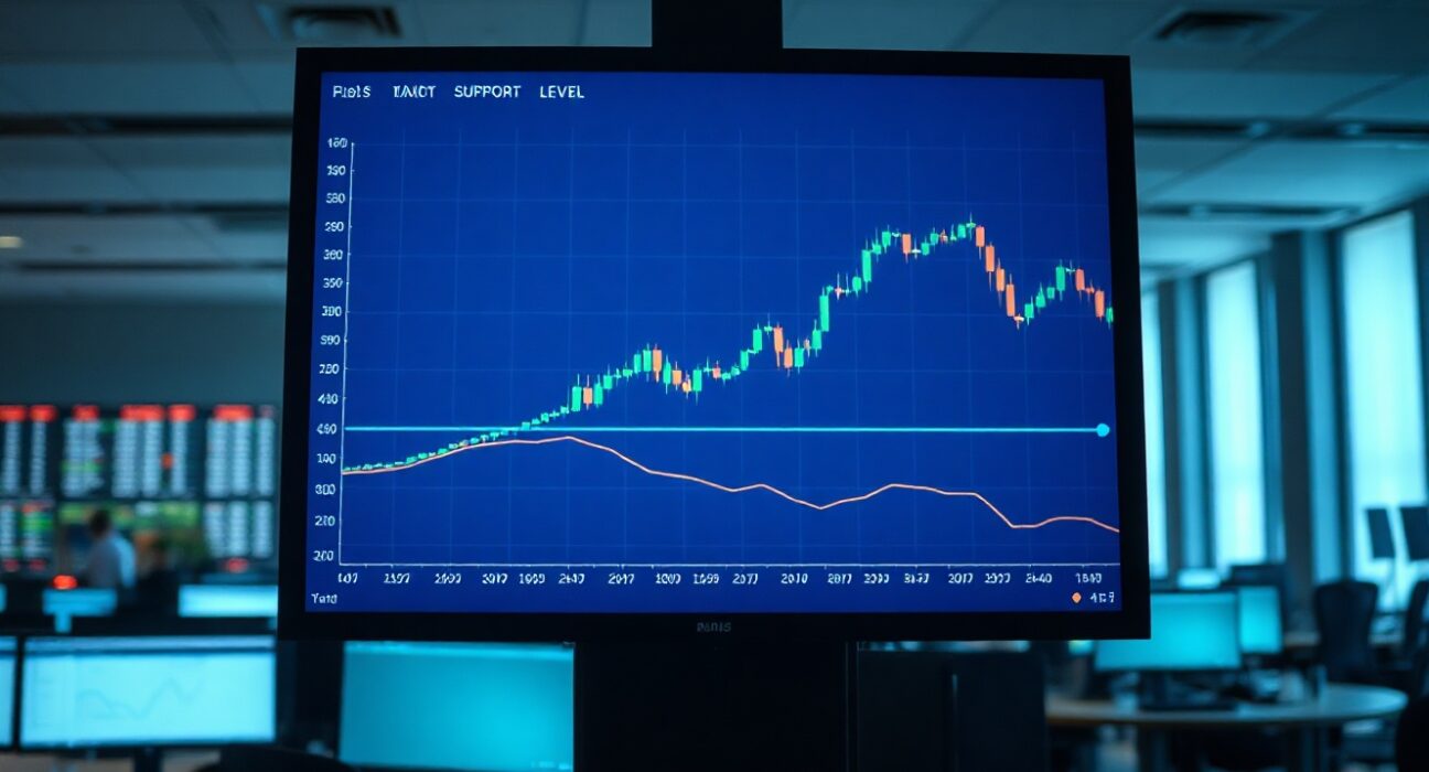 Close-up of a cryptocurrency price chart showing Pepe (PEPE) defending a key support level.