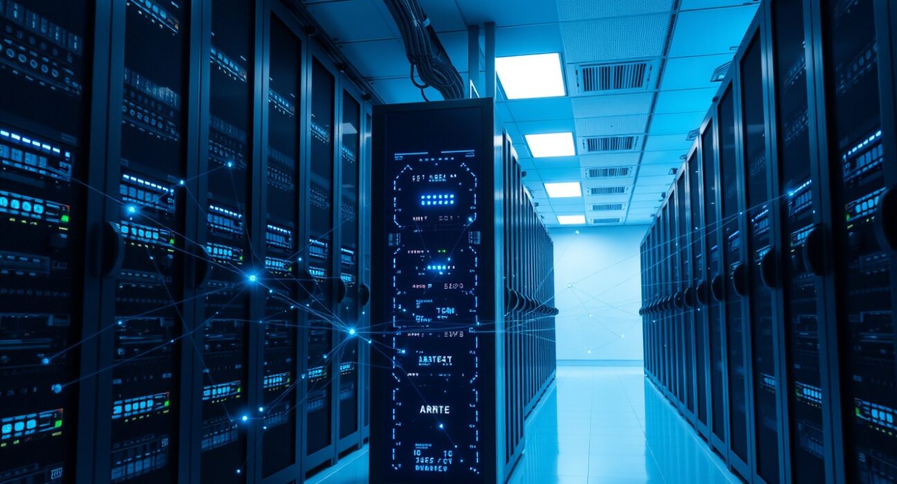 Decentralized AI data network server infrastructure with connected nodes