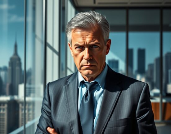 Peter Schiff in a corporate office looking skeptical, representing his criticism of Strategy's financial moves.