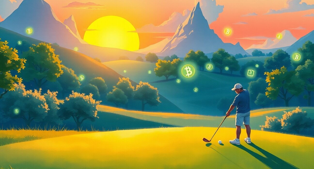 PGA Tour Rise blockchain golf game launching on mobile with tokenized items on SKALE and Base network.