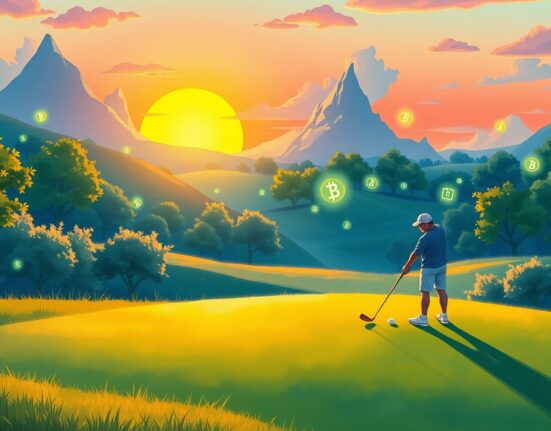 PGA Tour Rise blockchain golf game launching on mobile with tokenized items on SKALE and Base network.