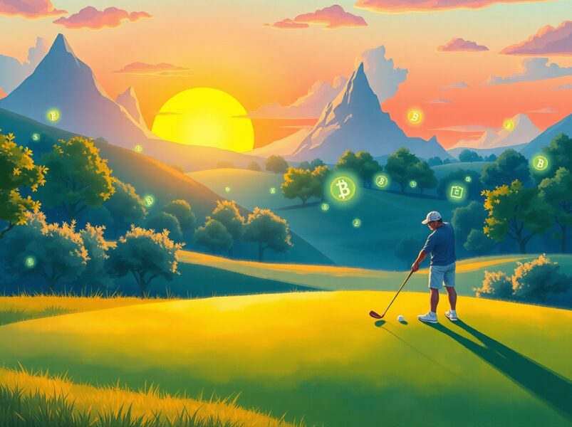 PGA Tour Rise blockchain golf game launching on mobile with tokenized items on SKALE and Base network.