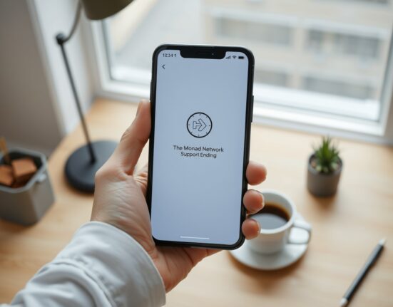 Phantom wallet interface on a smartphone showing Monad network support ending notification