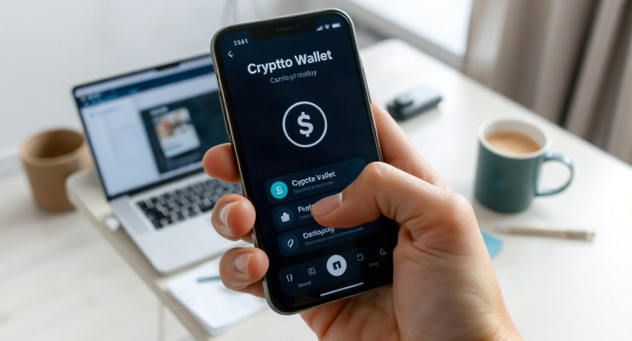 Smartphone displaying a crypto wallet interface with SUI token symbol