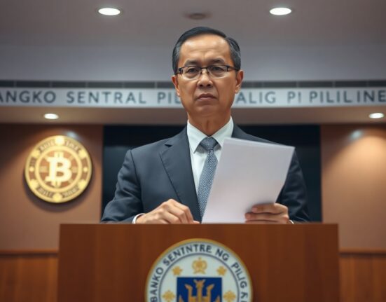 Bangko Sentral ng Pilipinas official announcing new crypto regulations banning privacy coins.