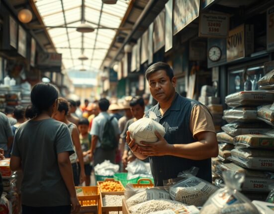 Busy public market in Manila with shoppers and vendors amid rising prices and economic uncertainty.