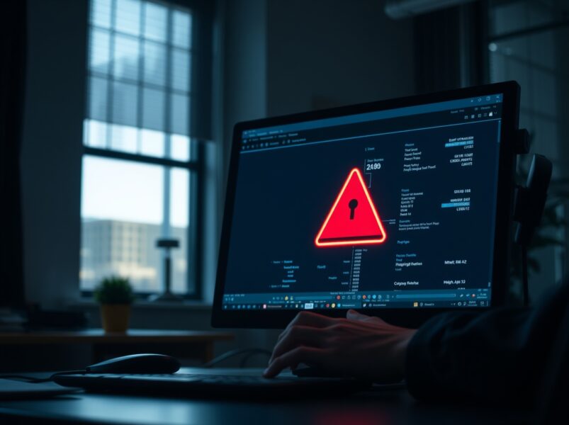 Computer screen showing a cryptocurrency wallet with a warning alert about a phishing attack.