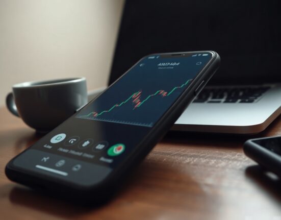 Pi Network price chart showing a bearish channel decline on a smartphone
