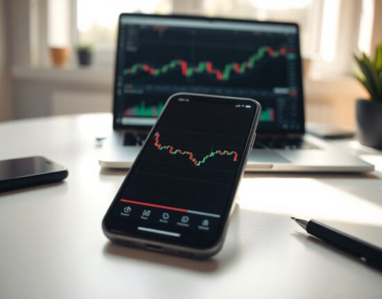 Smartphone displaying a declining cryptocurrency price chart for Pi Network, symbolizing market uncertainty.