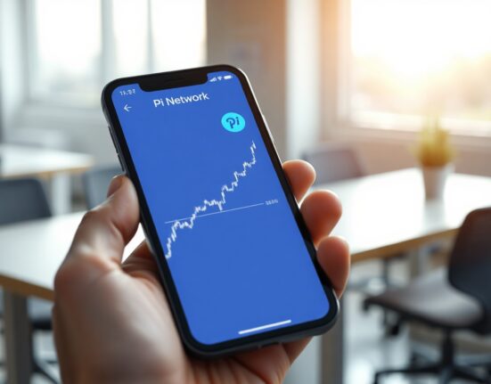 Pi Network app showing bullish price chart with breakout, symbolizing potential price surge