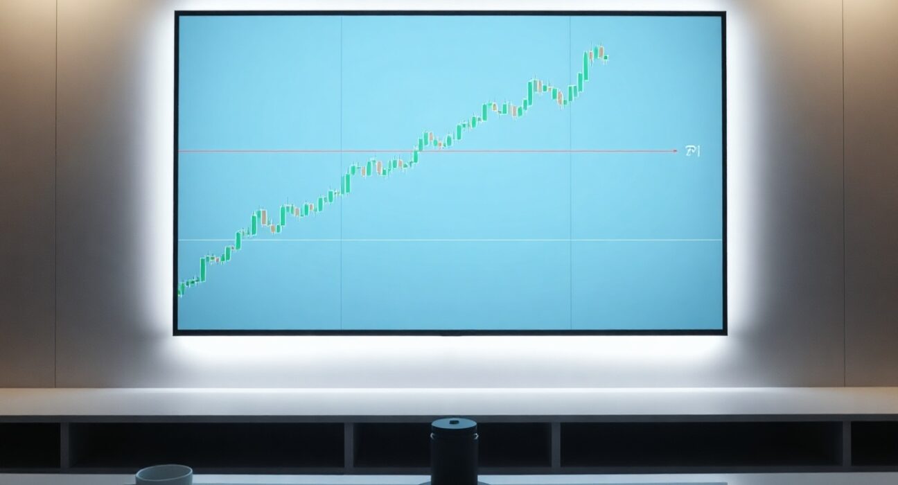 Cryptocurrency price chart on screen showing Pi Network approaching a critical resistance level