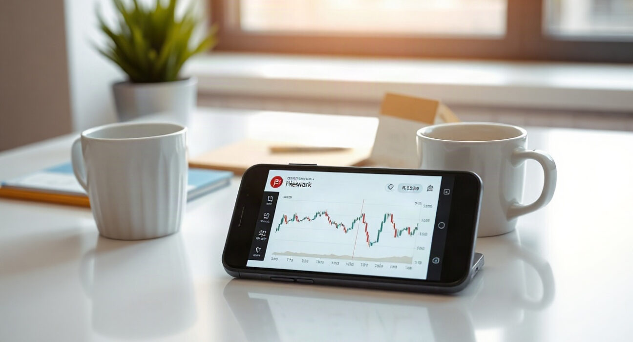 Pi Network app on smartphone with price chart in background, symbolizing stable PI price and OpenPay feature
