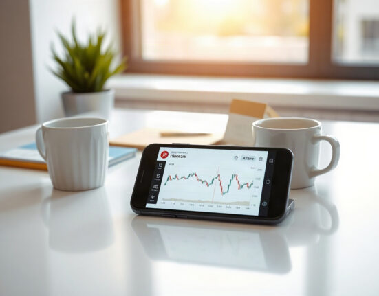 Pi Network app on smartphone with price chart in background, symbolizing stable PI price and OpenPay feature