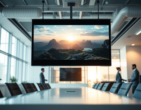 PixVerse office with AI-generated video content displayed on a large screen, representing the startup's video generation technology.