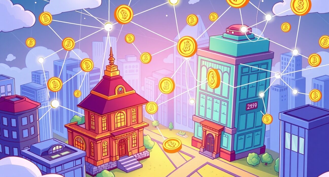 USDG0 stablecoin bridging traditional finance and blockchain networks in vibrant ecosystem