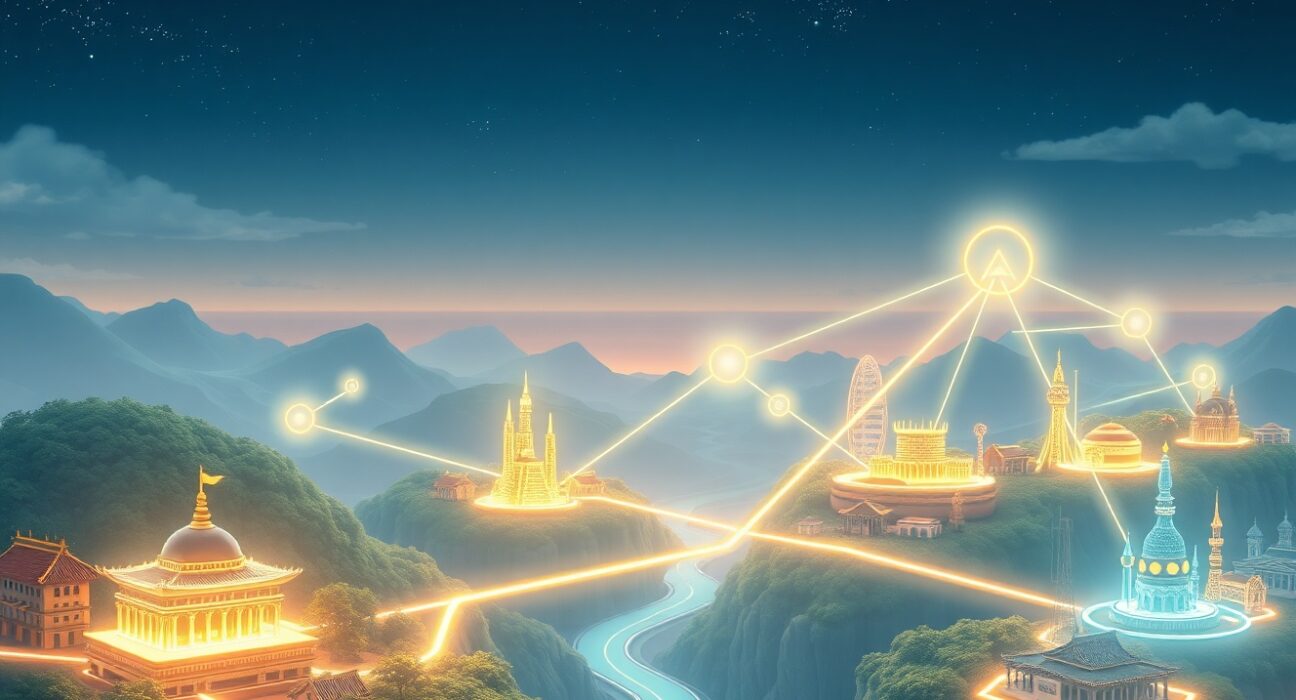 Plume blockchain network connecting digital tokens to real-world assets like real estate and commodities in a regulatory-compliant framework.