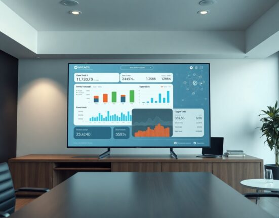 Financial dashboard displaying RWA bond yield metrics with blockchain network background