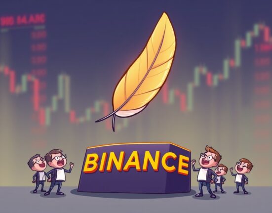 Cartoon illustration depicting the significant Plume (PLUME) listing on Binance, symbolizing new opportunities for investors.
