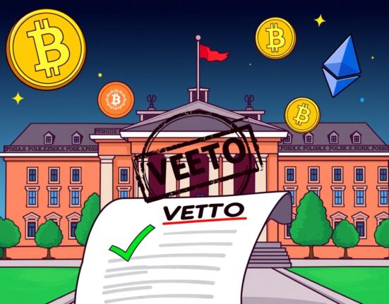 Poland crypto bill legislative process cartoon illustration showing veto override