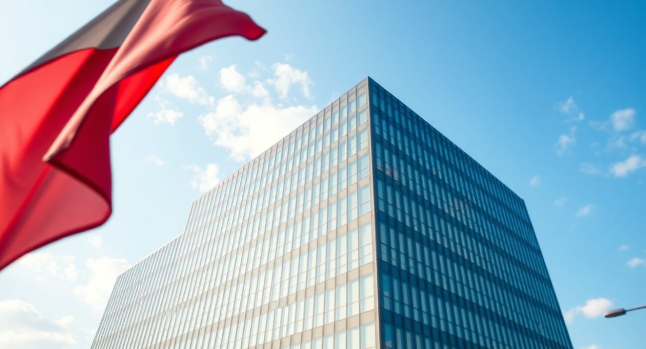 Narodowy Bank Polski headquarters representing Poland's central bank monetary policy supporting Zloty stability.