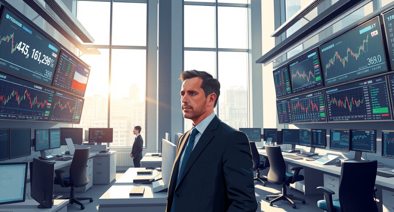 Poland sovereign yields chart displayed on a trading desk monitor in Warsaw during Friday trading session