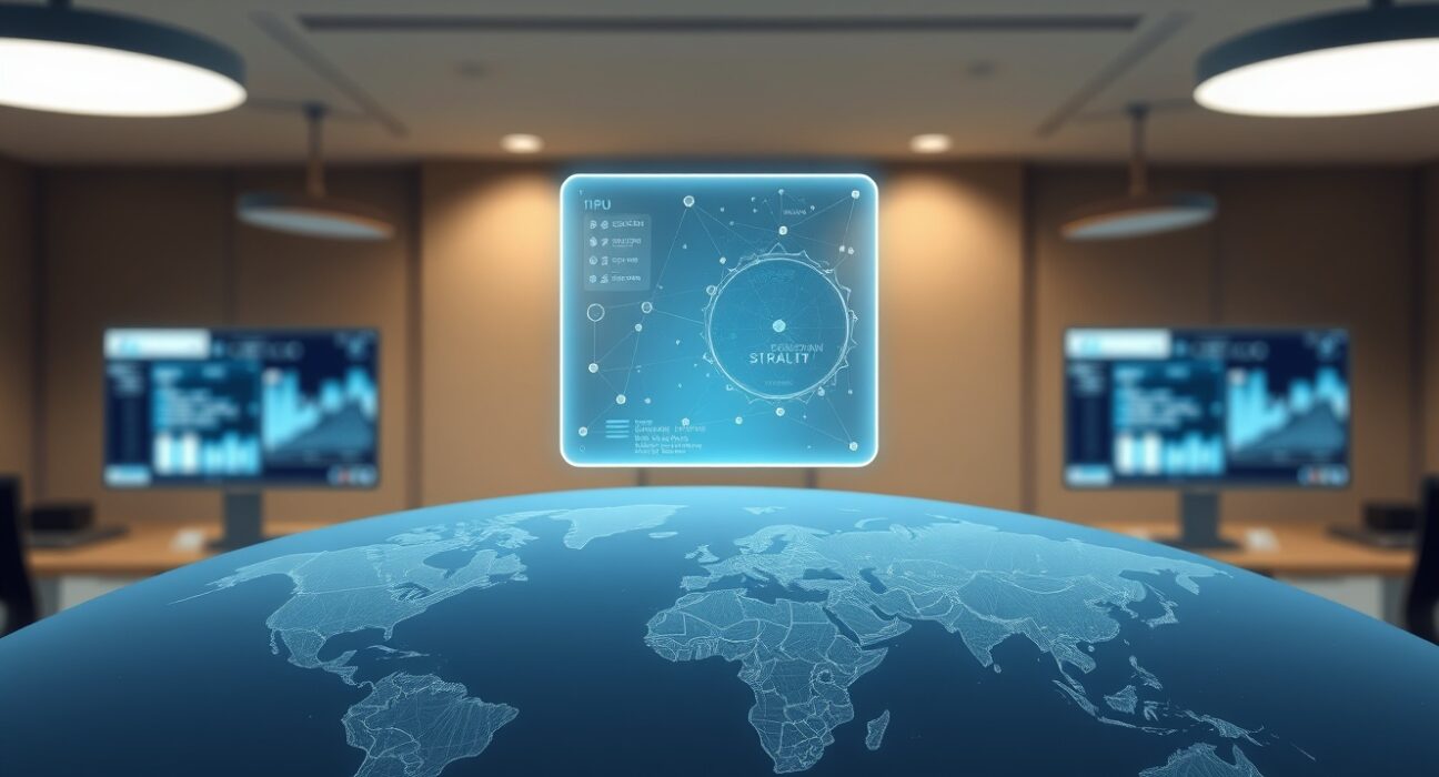 Polygon Labs blockchain payments interface over global financial transaction map