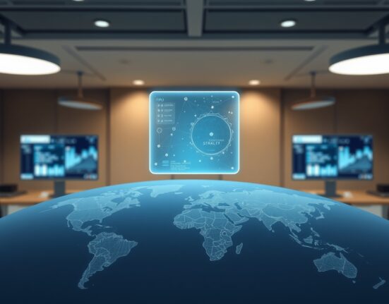 Polygon Labs blockchain payments interface over global financial transaction map