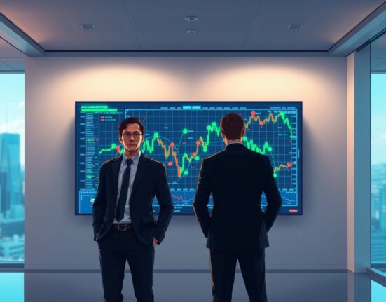 Polymarket and Chainalysis professionals monitor blockchain analytics for insider trading detection in a modern office