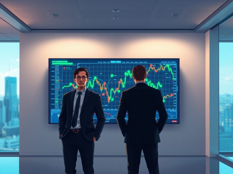 Polymarket and Chainalysis professionals monitor blockchain analytics for insider trading detection in a modern office