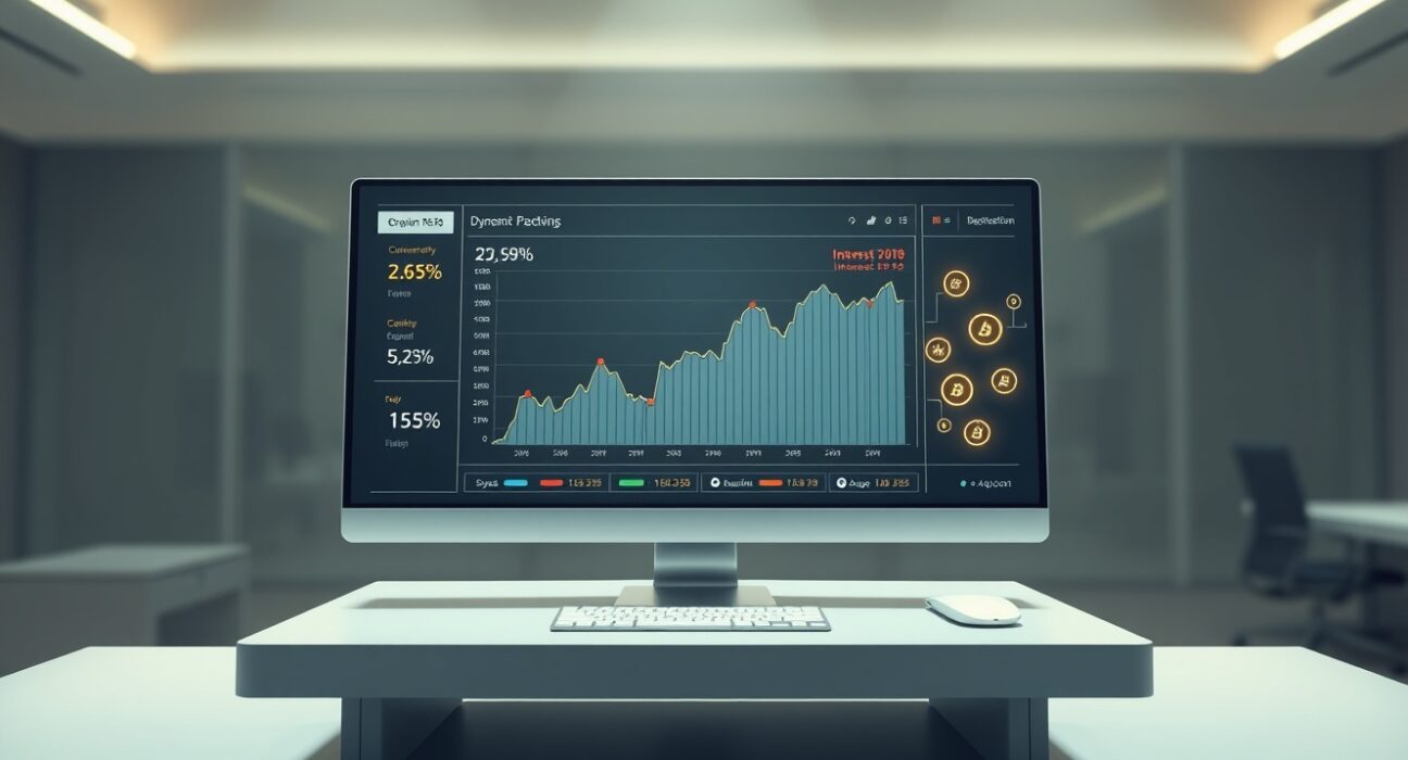 Polymarket prediction market interface showing Federal Reserve interest rate probability data on a trading desk.