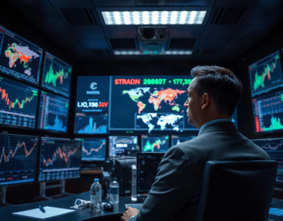 Analyst monitoring trading screens in a surveillance center, representing Polymarket's enhanced oversight for insider trading.