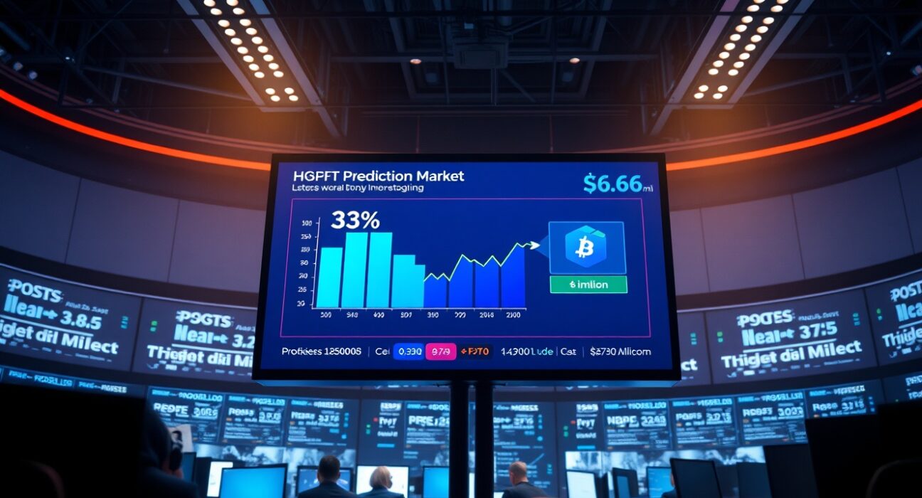 Digital prediction market interface showing 33% odds for Base token launch with $6.66 million volume