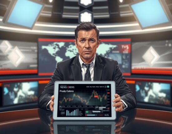 News anchor discussing Polymarket's controversial betting market closure on US pilot rescue